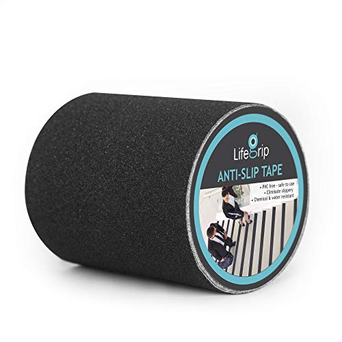 LifeGrip Stay on Track Anti Slip Traction Tape, 6 Inch x 30 Foot - Best Grip, Friction, Abrasive Adhesive for Stairs, Tread Step, Indoor, Outdoor (6" X 30') - color: Black, size: 6" X 30'