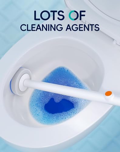 Disposable Toilet Cleaning System with Wall Mounted Brush, Holder and 18 High-Performance Refills for Deep Bathroom Cleaning