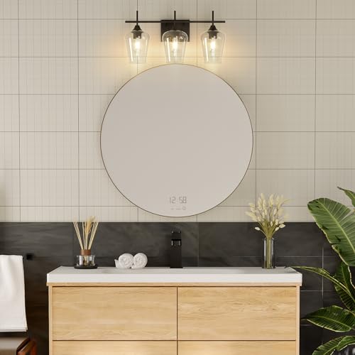 VONLUCE 3 Light Bathroom Vanity Light Fixture,Matte Black | Wine Glass Shades, E26 Sockets, Easy to install, Vanity Lights for Bathroom Bedroom Hallway Living Room - color: Black, size: 3-Light