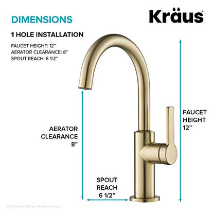 Kraus Oletto Single Handle Kitchen Bar Faucet in Spot Free Antique Champagne Bronze, Kitchen Sink Faucets, KPF-2822SFACB - color: Spot Free Antique Champagne Bronze, style: Bar Faucet