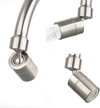 TOTOMO Kitchen Sink Faucet Aerator (Solid Brass) 2 Spray-Mode (Shower&Bubble Stream) 360° Swivel Booster Sprayer Adapter Water Saving Head Attachment Replacement - Brushed Nickel/Big Angle Swiveling - color: Faucet Aerator 85° Angle - Brushed Nickel