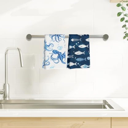 ZHAMEN Ocean Waffle Kitchen Towel Soft Absorbent Hand Tea Towels Set of 2 - color: Multi 1574