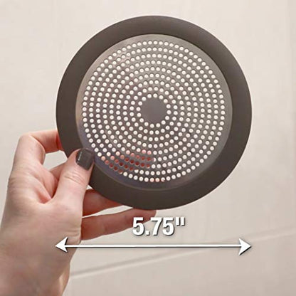 Danco 11040P Bathroom Sink Hair Catcher, Bathtub Drain Protector, Sink and Tub Strainer, 2-Pack - color: Brushed Nickel, size: Round [Pack of 1], style: Shower