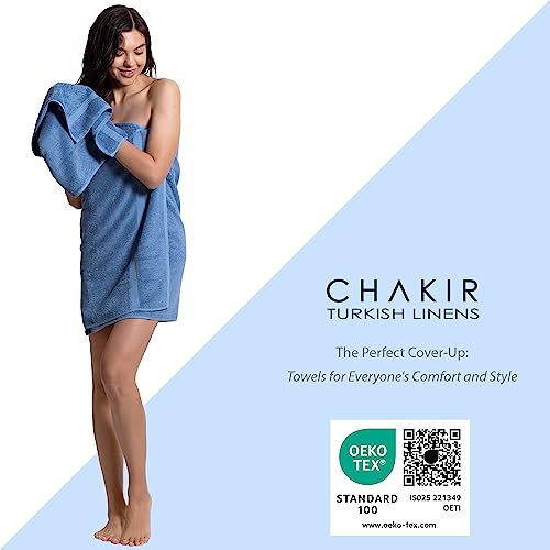 Chakir Turkish Linens Personalized 3 Piece Towel Set, 100% Cotton Luxury Turkish Towels for Bathroom, Soft Absorbent Towel Set with Bath Towel Hand Towel and Washcloth, Wedgewood - color: Wedgewood