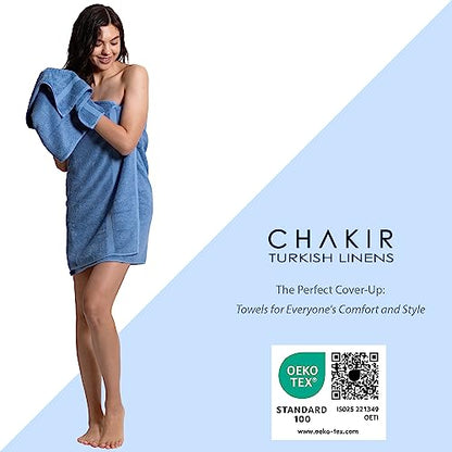 Chakir Turkish Linens Personalized 3 Piece Towel Set, 100% Cotton Luxury Turkish Towels for Bathroom, Soft Absorbent Towel Set with Bath Towel Hand Towel and Washcloth, Wedgewood - color: Wedgewood