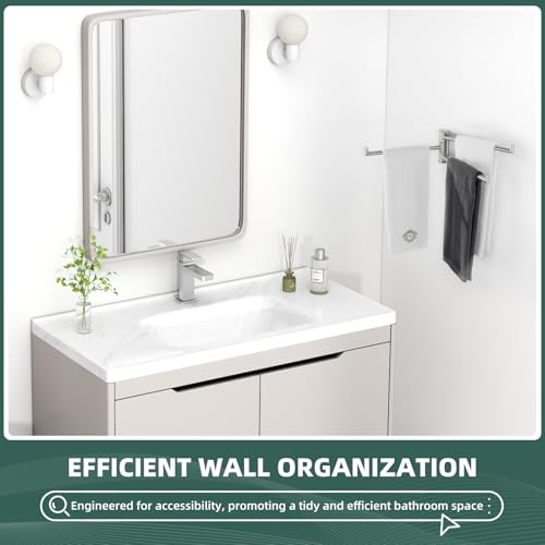 Aomasi Brushed Nickel Multi 3-Arm Swivel Towel Bar, 304 Stainless Steel | Rustproof Towel Bar for Bathroom Kitchen, 180° Independently Rotating Rod, Easy Towel Storage, Space-saving Wall Mounted - color: Brushed Nickel