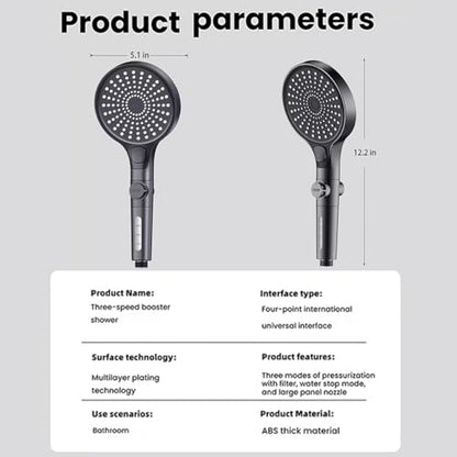 Filtered Handheld Shower Head with Hose and Holder, 5.1" Large High Pressure Shower Wand with 2 Extra Filters, Reinforced Matte Black Showerhead Set for Hard Water, 3 Spray Modes & One-Key Pause