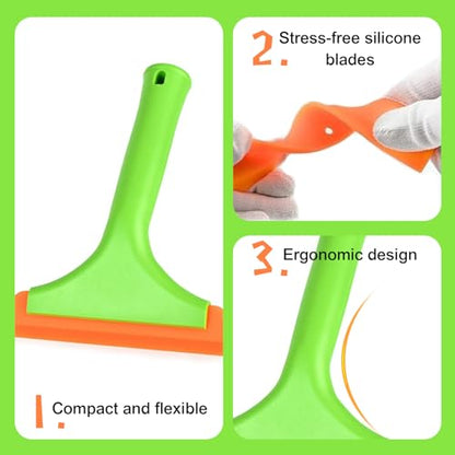 Small Silicone Window Squeegee, Auto Windshield Water Blade Scraper, Multifunctional Auto Squeegee with 5.9 Inch Blade and Non-Slip Handle for Car Window, Home Cleaning (Light Green, 1PCS) - color: Light Green