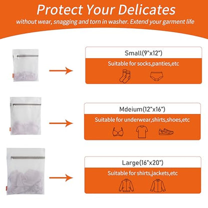 Mesh Laundry Bags 3 Pack (Large, Medium, Small) | Durable Zipper, For Delicates, Lingerie, Bras, Underwear, Protect Garments in Washing Machine - size: 1 Large, 1 Medium, 1 Small