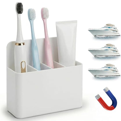 Magnetic Toothbrush Holder for Cruise Essentials | Travel Toothbrush Holder for Bathrooms, Cruise Cabin Essentials Must Have for Alaska & Caribbean Cruises (White) - color: White