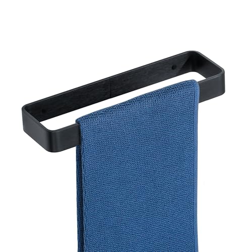 SAYAYO Matte Black Hand Towel Holder for Bathroom Wall, 10 Inch Self Adhesive Towel Bar Hand Towel Rack Square Heavy Duty - color: Black, size: 10 Inch
