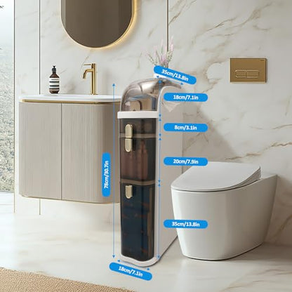 Bathroom Floor Cabinet/Narrow Bathroom Storage Cabinet | Mobile and No Installation Required, Perfect for Small Space Laundry Rooms, Toilet Areas and Living Room Gaps - size: 3-Tiers