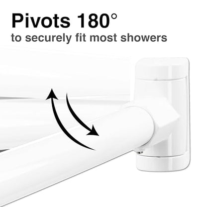 JS Jackson Supplies Single Curved Shower Rod, Metal Construction, Adjustable Between 36 to 61 Inches, Aluminum Rods and Zinc Mounting Hardware, Quality Modern Bathware, White Finish - color: White