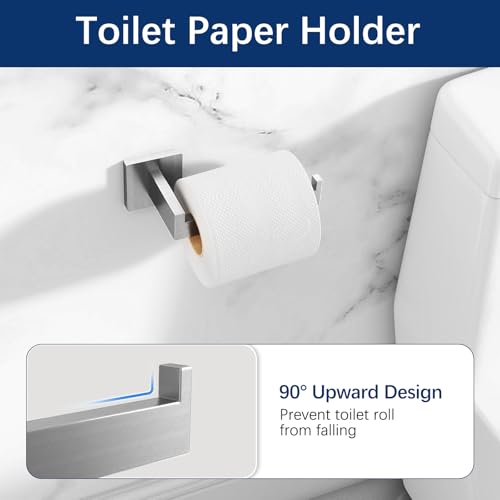 Gypie 16Inch Bathroom Accessory Set Wall Mounted, Brushed Nickel 5-Pieces | Stainless Steel Bathroom Hardware Set Towel Bar Set - color: Brushed Nickel 5 Piece, size: 16 Inch