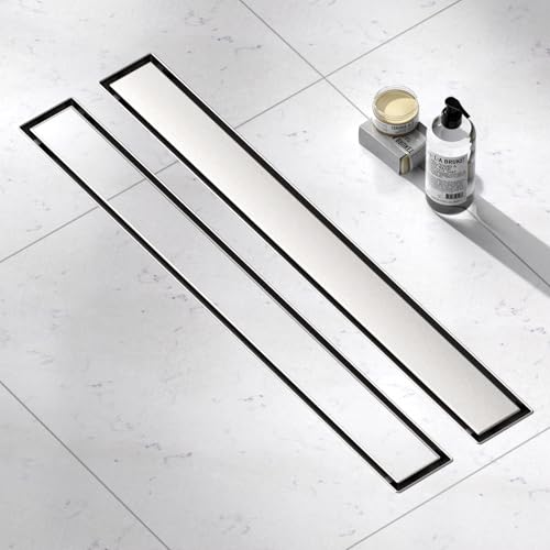 Brushed Nickel Linear Shower Drain,24 inch with Insert Grate | Premium Stainless Steel Material,Easy to clean,Fast Drainage to Avoid Standing Water,Fast Drainage,Prevents Sewer Backflow - size: 24 Inch