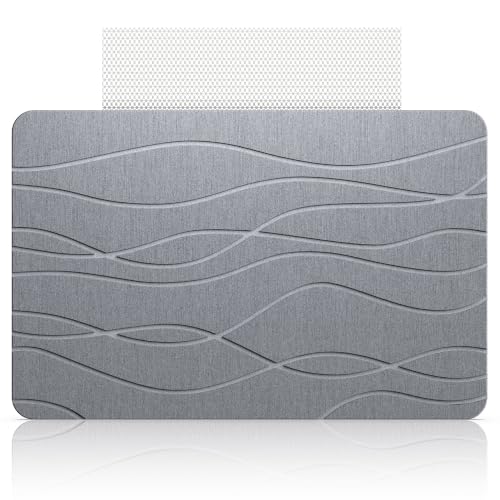 Stone Bath Mat - 23.6" x 15.4" Diatomaceous Earth Bath Mat, Non-Slip High-Absorbency Diatomite, Quick Dry Stone Mat Bathroom, Natural Bathroom Floor Mat & Shower Mat, Gray