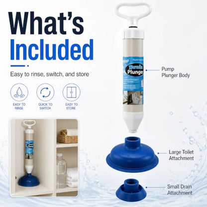 Dependable Industries inc. Essentials High Pressure Pump Plunger & Drain Clog Remover for Toilet Sink Tub Shower, 2 Heads