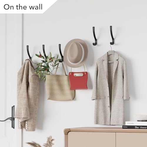 saffruff 8-Pack Wall Mount Coat Hooks, Heavy Duty Metal Hooks for Hanging Clothes, Backpack, Bag,Towel & Jacket, Strong 30 lbs Hold Closet Hanger, Black - size: 8 Pack