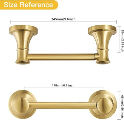 Bathroom Toilet Paper Holder Wall Mount Tissue Holder Brushed Gold | Rustproof Toilet Tissue Roll Holder, Flexible Double Post Pivoting Handle, Bathroom Accessories SUS304 Stainless Steel - color: Brushed Gold