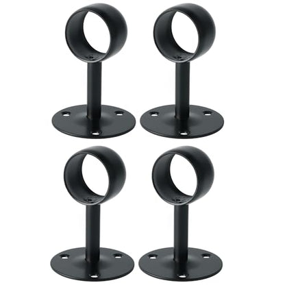 Alise Curtain Rod Holder Bracket 38mm Dia,Closet Rod Holders Wall Mount | Ceiling Mounted,Curtain Rod Flange Brackets,Ceiling Curtain Rods Brackets,for Bathroom Curtain,Stainless Steel,Black,4 Pcs - color: Matte Black, size: 38mm/1-1/2 Inch Dia.