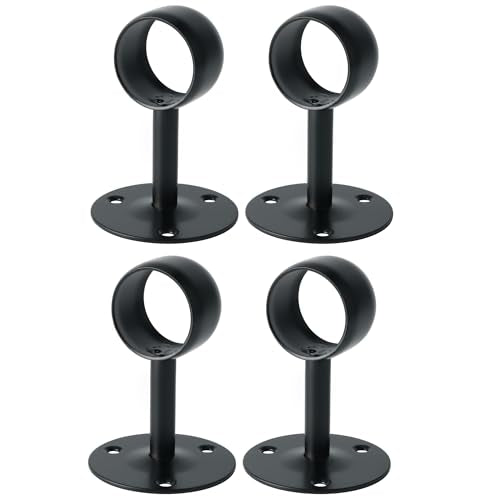 Alise Curtain Rod Holder Bracket 38mm Dia,Closet Rod Holders Wall Mount | Ceiling Mounted,Curtain Rod Flange Brackets,Ceiling Curtain Rods Brackets,for Bathroom Curtain,Stainless Steel,Black,4 Pcs - color: Matte Black, size: 38mm/1-1/2 Inch Dia.