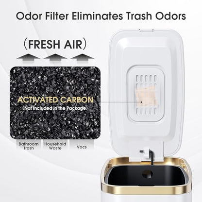 CEROELDA Small Bathroom Trash Can with Lid Soft Close-5L/1.3 Gal Stainless Steel Garbage Can-Step Pedal Wastebasket Slim Trash Bin for Office, Bedroom, Toilet, Live Room-White - color: White, size: 1.3 Gallon