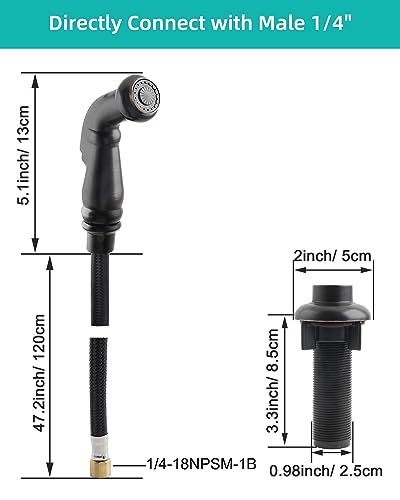 Universal Kitchen Faucet Sprayer Attachment/Hose/Holder, Oil Rubbed Bronze | NSF/ANSI/CAN 372 Certified, With 3 Adapters Compatible with Moen/Delta Faucet Sprayer Replacement, Kitchen Sink Side Head - color: Oil Rubbed Bronze, style: Sprayer Head/Hose/Hol