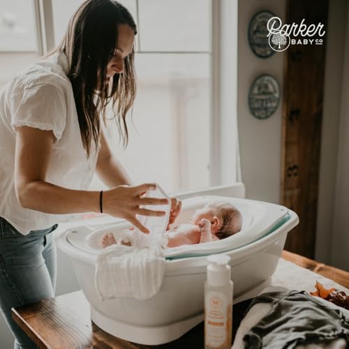 Parker Baby Co. 100% Cotton Muslin Baby Washcloths, 6-Pack White | Soft & absorbent wash cloths for newborn baths, face wiping and sensitive skin care