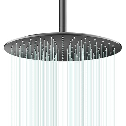 All Metal Rain Shower Head - Heavy Duty Stainless Steel, Easy Install, High Water Flow, Ultra-Thin Modern Design for Bathroom (D-Matte Black, 16) - color: D-Matte Black, size: 16