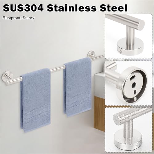 Livabber Bath Towel Bar, 304 Stainless Steel Towel Rack, Heavy Duty Towel Holder Wall Mounted for Bathroom/Kitchen, Usable Hanging Length-20.9 Inch, Total Length-23.7 Inch (Brushed Nickel) - color: Brushed Nickel, size: 24 Inch