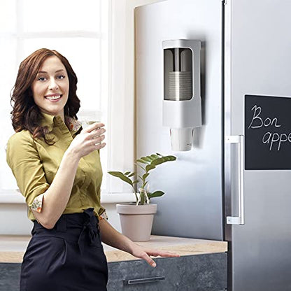 Cup Dispenser Wall Mounted Bathroom Cup Holder, 3oz-5oz Disposable Paper Cup Plastic Cup Dispenser, Water Cooler Dispenser Cup Holder with Paste Plate for Home Office Hospital Gym - color: Gray