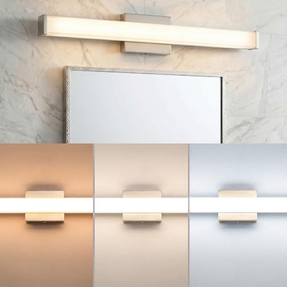 URSOLA 36" Modern LED Bathroom Light Fixtures, Brushed Nickel 3CCT Dimmable Bathroom Vanity Light Over Mirror, Bathroom Vanity Bath Bar Lights with Double Layer Acrylic Shade - color: Brushed Nickel, size: 36inch