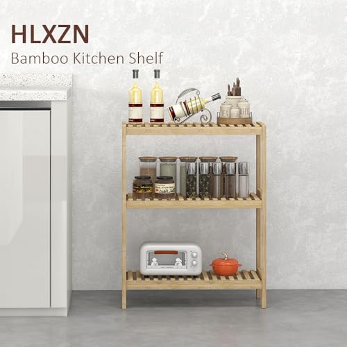 3-Tier Bamboo Freestanding Shelf Multi-use Small Bookshelf Bookcase - size: 23.6''W 3-tier
