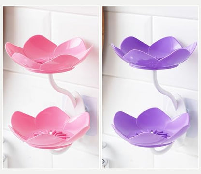 Soap Holder Shower,bar soap Holder,Adhesive Soap Dish for Bathroom Wall | Wall Mounted Self Draining,NO Drill Sponge Holder for Bathroom,Bathtub Kitchen Sink,Easy Cleaning,Keep Dry,2 tier,Pink+Purple - color: D-pink+purple