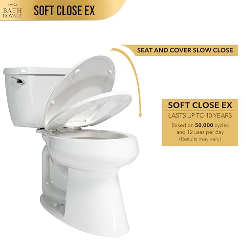 Bath Royale Heavy Duty & Soft Close Toilet Seat Elongated BR237-00 Scratch Resistant, Fits All Toilet Brands, MasterSuite Series - size: Elongated