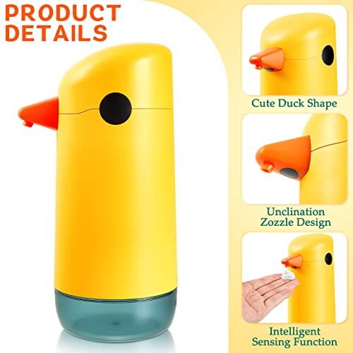 2 Piece Automatic Yellow Duck Soap Dispenser - Foaming, Touchless, Battery Powered for Bathroom & Kitchen
