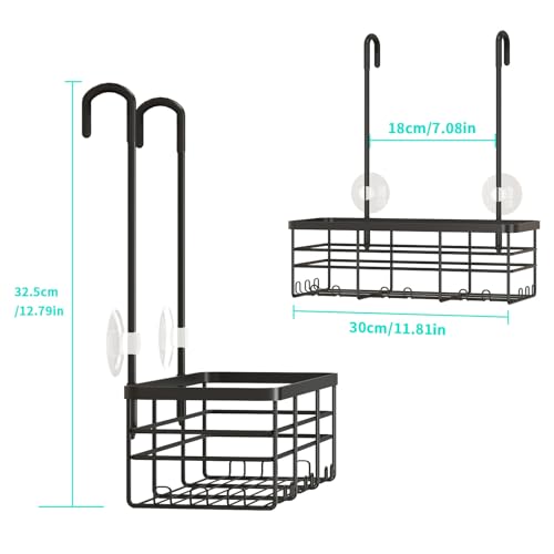 HapiRm Hanging Shower Caddy Organizer - No Drilling Shower Organizer with Hooks, Rustproof & Waterproof 304 Stainless Steel Bathroom Shelves - Black (1 Basket) - color: Black-1 Basket
