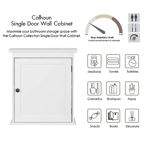 Spirich Small Medicine Cabinet, Bathroom Wall Cabinet Over Toilet, White | FSC-Certified MDF, Single Door, Adjustable Shelf, Compact Hidden Storage for Bathroom, Kitchen or Laundry - size: Single Door