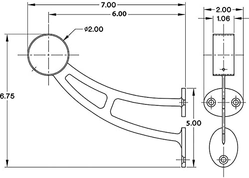 Bar Mount Foot Rail Kit, Satin Golden Finish 2" OD Stainless Steel Tubing w/Internal Connector, Bar Mount Foot Rail Bracket (Domed End Cap, 9 ft (54 in x 2)) - size: 9 ft (54 in x 2), style: Domed End Cap