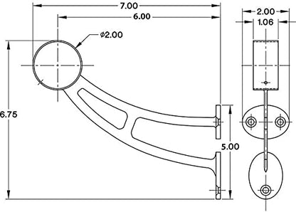 Bar Mount Foot Rail Kit, Satin Golden Finish 2" OD Stainless Steel Tubing w/Internal Connector, Bar Mount Foot Rail Bracket (Domed End Cap, 9 ft (54 in x 2)) - size: 9 ft (54 in x 2), style: Domed End Cap