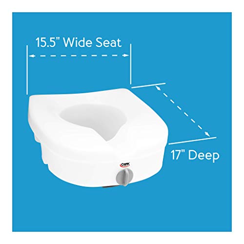 Carex E-Z Lock Raised Toilet Seat, Elongated Toilet Seat Riser, Adds 5 Inches of Height, 300 lbs Capacity, Elevating and Raising Seat for Elderly and Handicap, Universal, Slip-Resistant, White