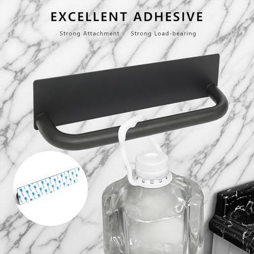 GREATLINK No Drill Adhesive Towel Holder - 9 Inch Black Stainless Steel Peel and Stick Towel Rack for Bathroom, Kitchen | Waterproof, Rust-Resistant & Easy to Install with Command Strips (2 Pack)