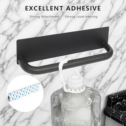 GREATLINK No Drill Adhesive Towel Holder - 9 Inch Black Stainless Steel Peel and Stick Towel Rack for Bathroom, Kitchen | Waterproof, Rust-Resistant & Easy to Install with Command Strips (2 Pack)