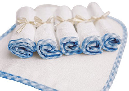 Channing & Yates - Premium Baby Washcloths - (6-Pack) Organic Baby Wash Cloths - Thick, Soft, Plush - Great for Eczema - Face Washcloths (Blue on White) - color: Blue