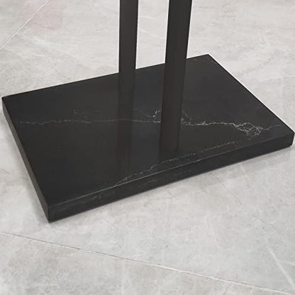 40 Inch Freestanding Towel Rack for Bathroom Floor Double-T Shape Bath Sheet Holder with Marble Design Base Standing Towel bar Next to Tub or Shower Towel Holder Stand SUS304 Matte Black - color: Matte Black