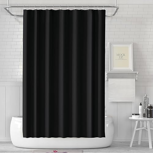 Black Waterproof Fabric Shower Curtain Liner 72"x72"with PEVA Shower Curtain Liner with Rustproof Grommets and 3 Magnets - Soft Hotel Quality Cloth Shower Liner, Light-Weight Standard Size - color: Black, size: 72"W x 72"L (Pack of 1)