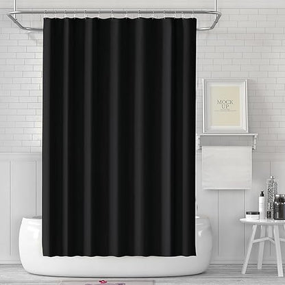 Black Waterproof Fabric Shower Curtain Liner 72"x72"with PEVA Shower Curtain Liner with Rustproof Grommets and 3 Magnets - Soft Hotel Quality Cloth Shower Liner, Light-Weight Standard Size - color: Black, size: 72"W x 72"L (Pack of 1)