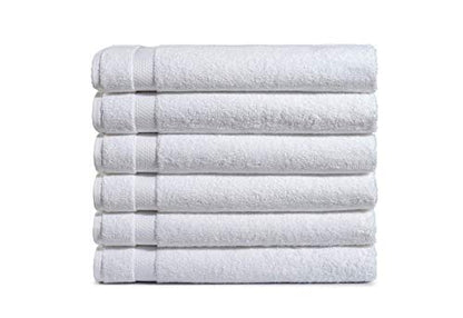 Amazon Basics 6-Pack Bath Towels, 100% Ring Spun Cotton, 600 GSM, Lightweight and Highly Absorbent, Quick Drying, Hotel Quality, 27 x 54 inches, White