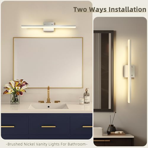 Brushed Nickel Vanity Light for Bathroom - 5CCT Dimmable, Adjustable Angle, 23.62-inch Long 16W LED Bar Light Fixture Over Mirror - Modern Wall Lighting - size: 23.62inch Long