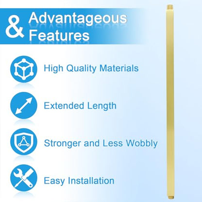 Shower Arm with Flange 24 Inches Ceiling Mount Square Straight Extender Extension Pipe Replacement, Extra Long Shower Arm For Fixed Rain Shower Head or High Ceiling,Brushed Gold - color: Brushed Gold, style: 24inch